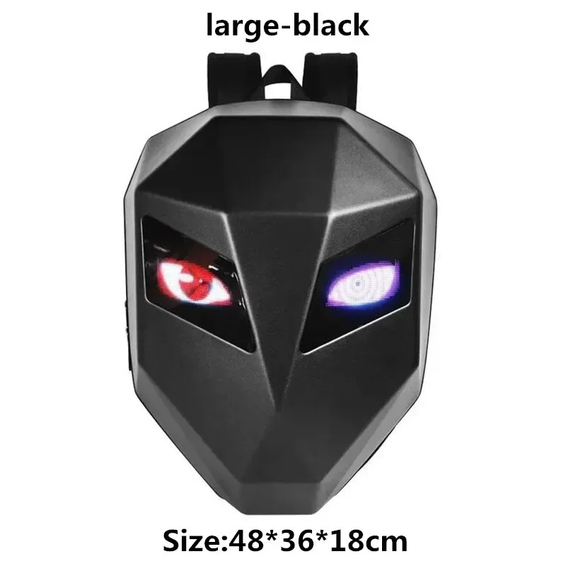 sac à dos de motard led avec yeux lumineux, texture en fibre de carbone, casque, sac à dos de locomotive, sac d'école, sac à dos pour ordinateur portable moto