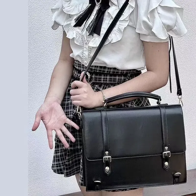 sacs à dos ita en cuir pu marron japonais transparent jk lolita, sacs de douleur, poche à rabat, sacs à bandoulière pour étudiants, sac de style preppy pour filles