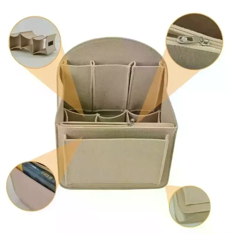 insert de sac à dos portable en feutre, petit sac de rangement pour cosmétiques, organisateur de maquillage, séparateur de sac de voyage, sac à bandoulière compatible avec divers sacs