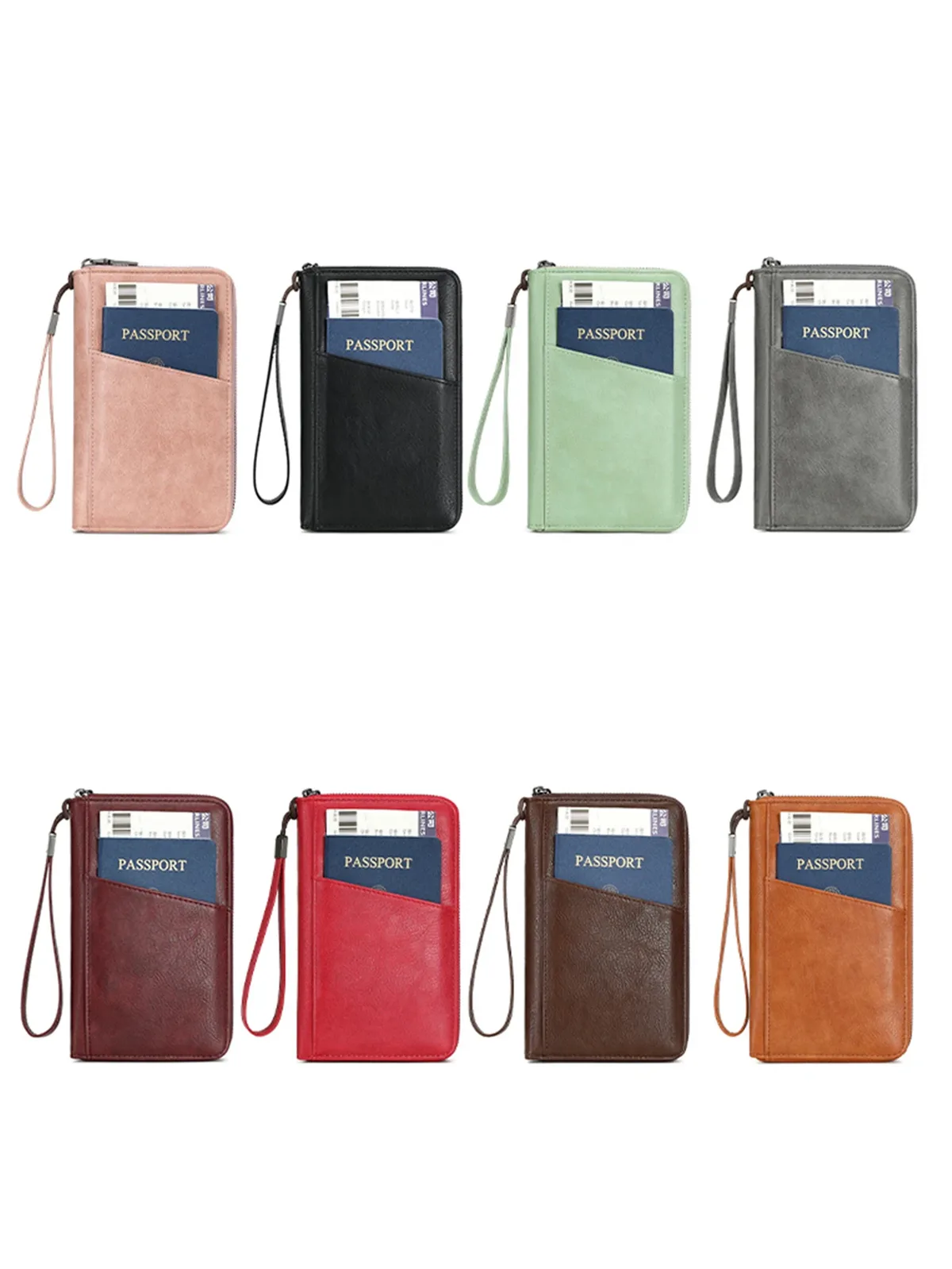 nouveau portefeuille de voyage multifonctionnel en cuir pu pour hommes et femmes, porte-cartes anti-rfid, anti-vol, sac de rangement
