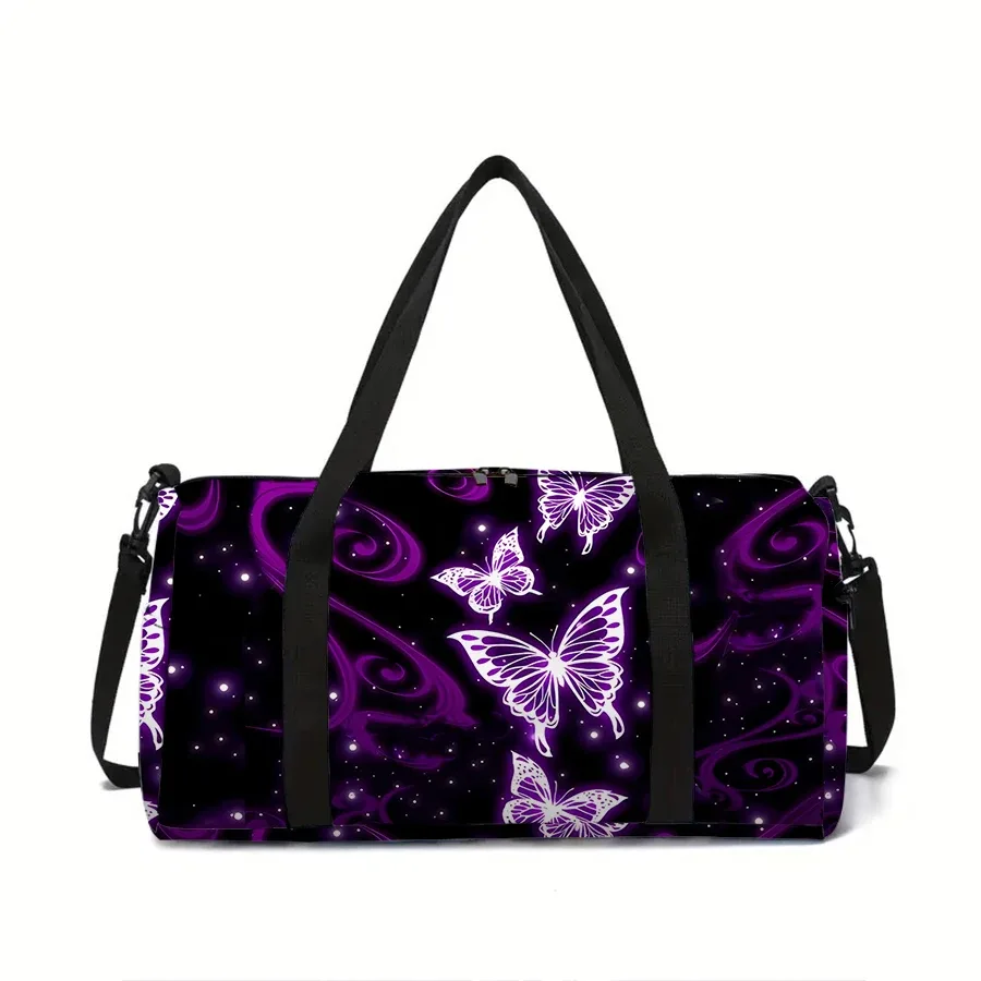 grand sac de voyage pour femmes, motif papillon violet, fourre-tout multifonctionnel, sacs à main imperméables, sacs de sport pour garçons/filles