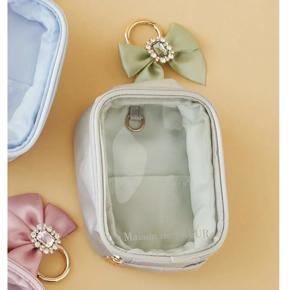 trousse de maquillage estivale pour femme, style japonais doux et mignon, fermeture éclair, nouveauté 2025, sacs de rangement suspendus macaron pour femmes