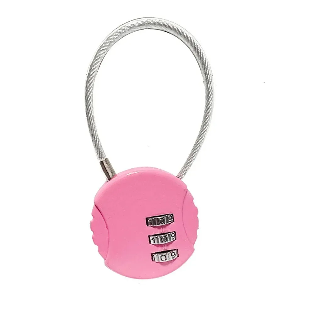 serrure à combinaison ronde en câble métallique d'acier, pour bagages, sacs, sacs à dos, étuis à poignées, mini cadenas à combinaison à trois chiffres