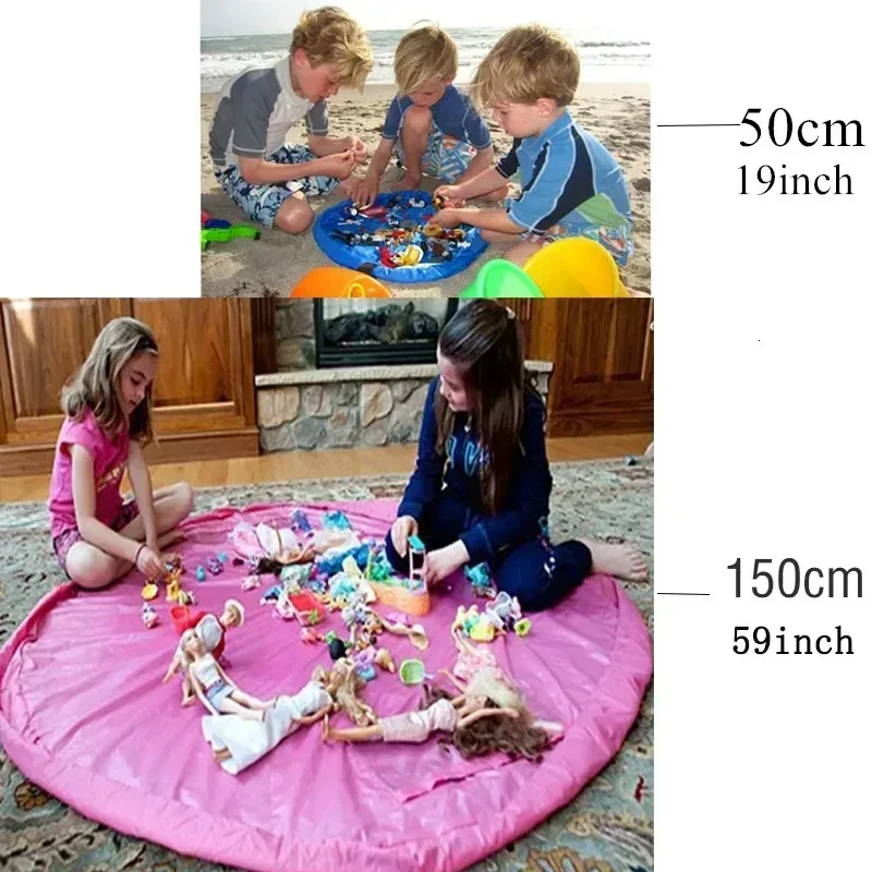 sac de rangement pour jouets d'enfants, tapis de jeu portable pour blocs de construction, organisateur multifonctionnel avec poignée de transport, cadeau de noël