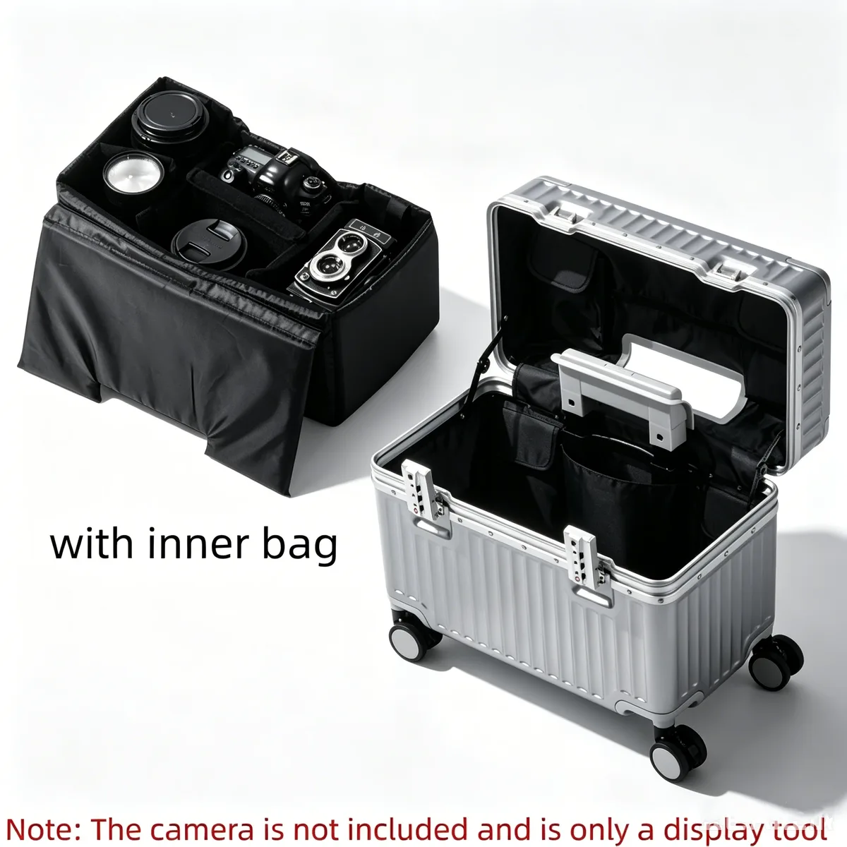 valise à ouverture par le haut 18 pouces, bagage à main pour voyageur photographe, bagage à roulettes en matériau pc avec cadre en alliage d'aluminium et serrure tsa