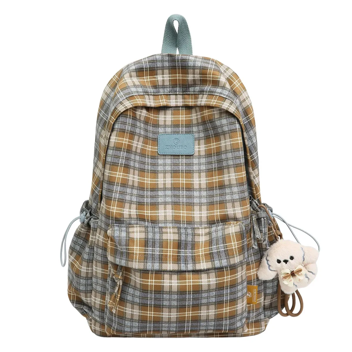 sac à dos rétro britannique à carreaux grande capacité pour filles, lycéennes, étudiantes, sac à bandoulière en nylon pour femmes