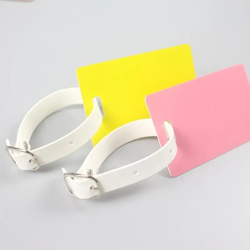 étiquette de bagage double face en pu avec boucle en alliage et rivet en cuivre antirouille pour étudiants – idéale pour la rentrée scolaire