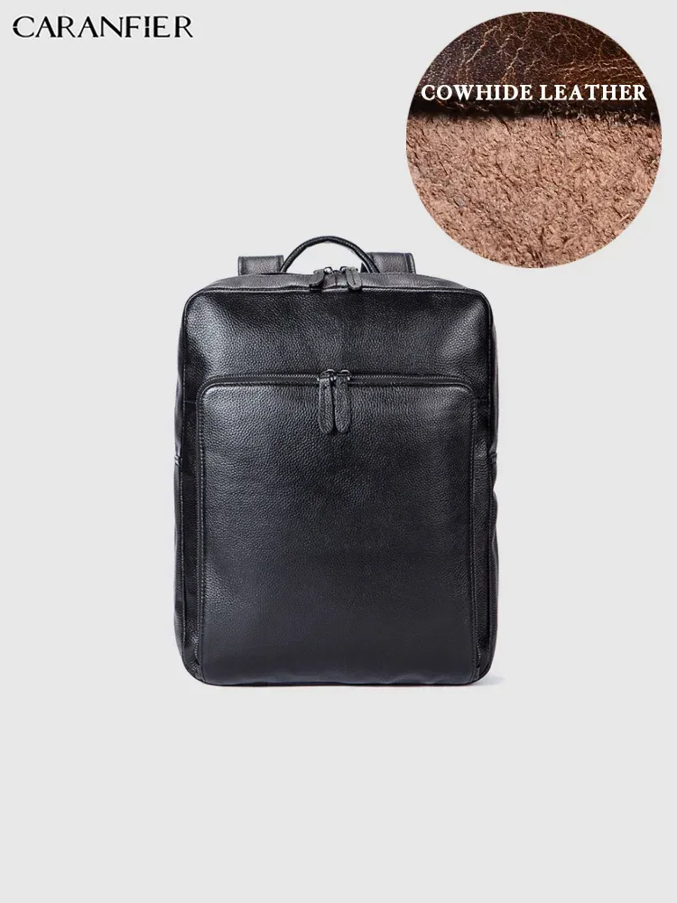 caranfier hommes sacs à dos véritable cuir de vachette sac à dos ordinateur portable sac d'école sacs à dos sacs de voyage mâle mochila masculina