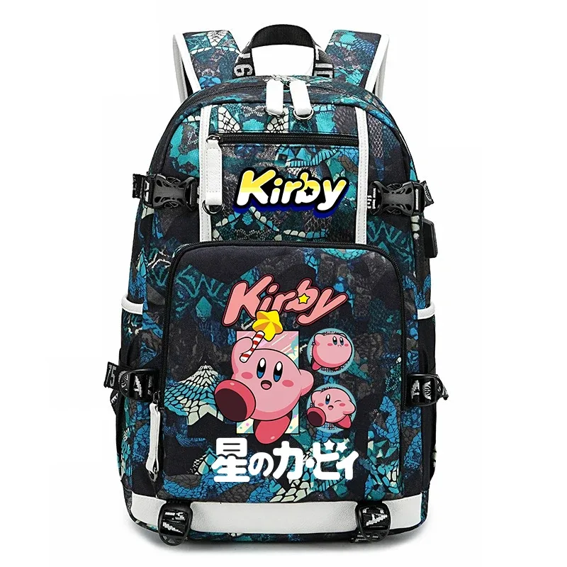 sac à dos d'étudiant imprimé dessin animé kirby, sac d'école de voyage de grande capacité pour enfants et adolescents