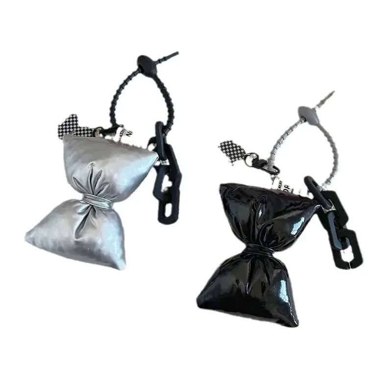 porte-clés en cuir et coton avec nœud doux pour fille, pendentif simple et mignon pour sac à dos, décoration de sacs
