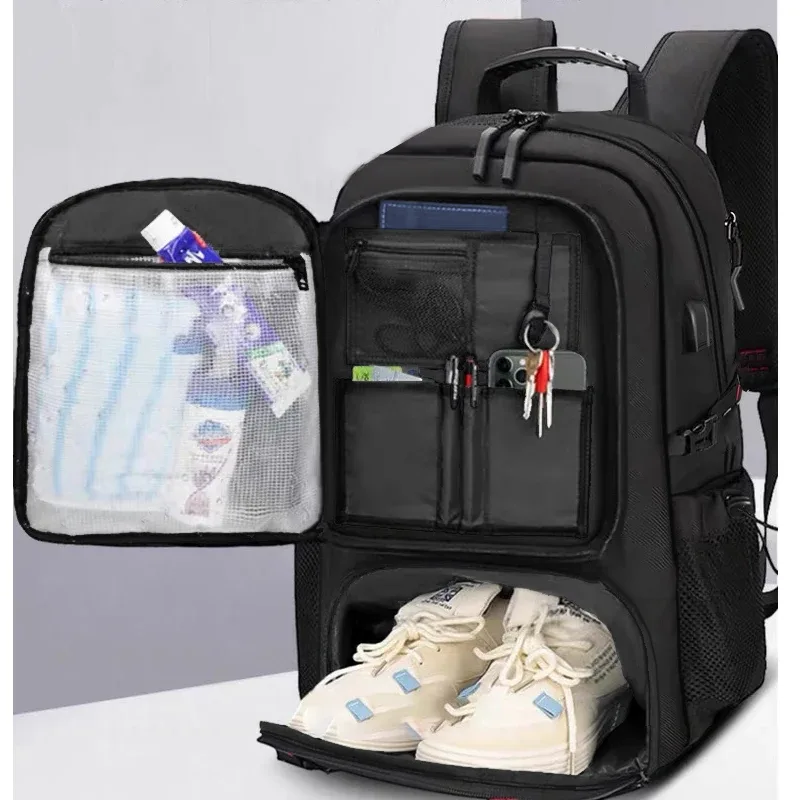sac à dos de voyage extensible grande capacité 60l pour ordinateur portable, grand sac à dos professionnel pour homme, avec compartiment à chaussures, port de chargement usb