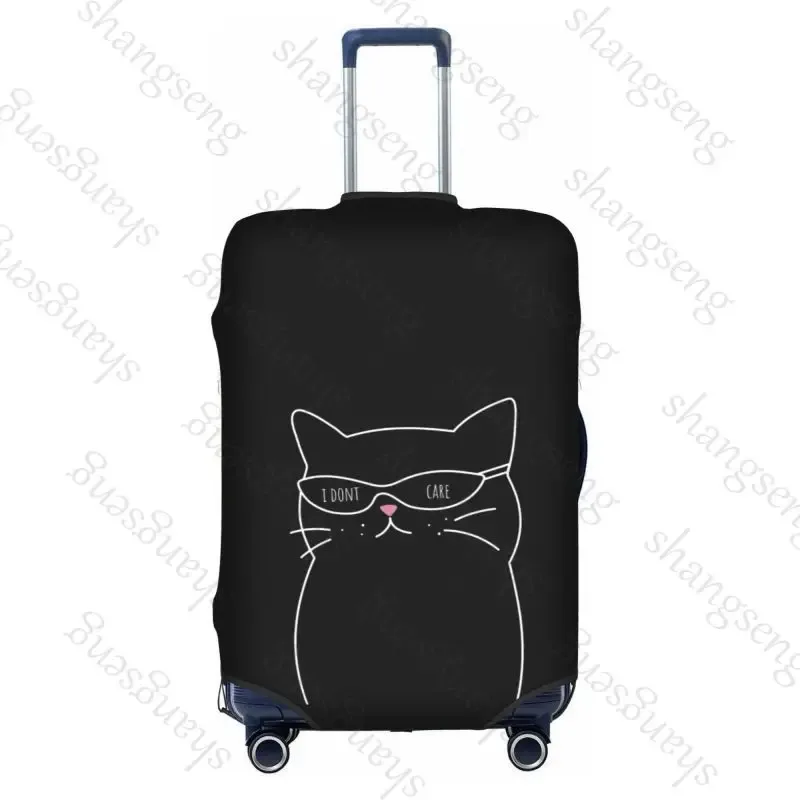 housse de protection élastique épaisse pour bagages, chat noir de dessin animé mignon, combinaison à fermeture éclair pour sac de 18 à 32 pouces, housse de chariot pour valise de voyage