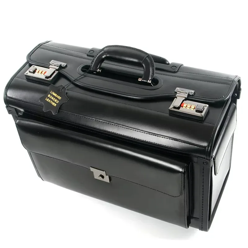 nouvelle valise rétro en cuir véritable pour pilote, bagage cabine à roulettes pour hôtesses de l'air, sac de 