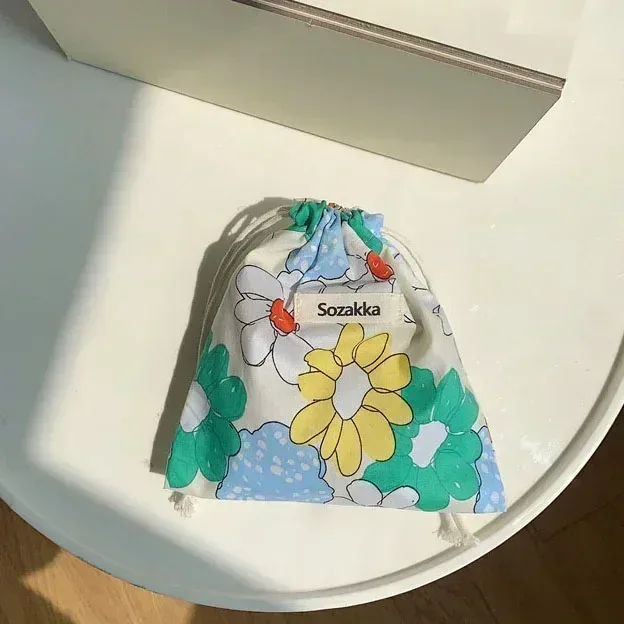 sac de maquillage mignon, cadeau de noël, organisateur de bijoux de bonbons, sac de rangement floral en coton et lin, pochette de rangement de finition pour femmes