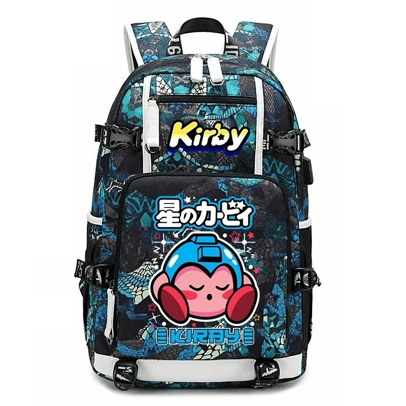 sac à dos d'étudiant imprimé dessin animé kirby, sac d'école de voyage de grande capacité pour enfants et adolescents