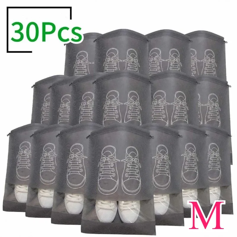 sacs de rangement pour chaussures, 1 à 30 pièces, sacs anti-poussière non tissés, sacs de voyage portables pour chaussures, pochettes de rangement pour chaussures