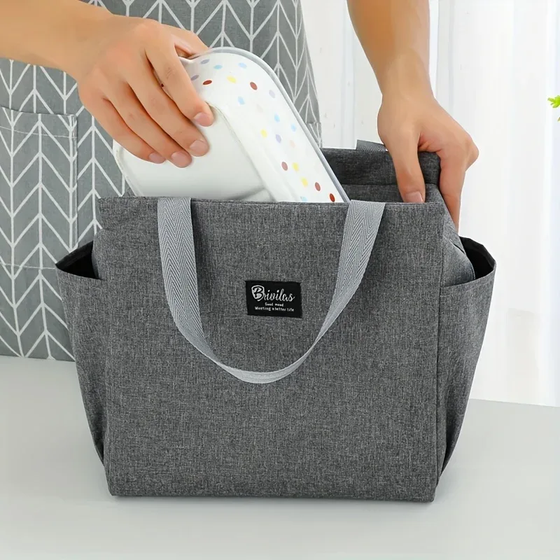 sac fourre-tout isotherme à double poche, sac à lunch isotherme, sac fourre-tout portable sans contact avec les aliments, sac à pique-nique isotherme de grande capacité, sac à lunch lavable avec fermeture éclair, adapté aux pique-niques en plein air, au camping ou à une utilisation quotidienne au travail