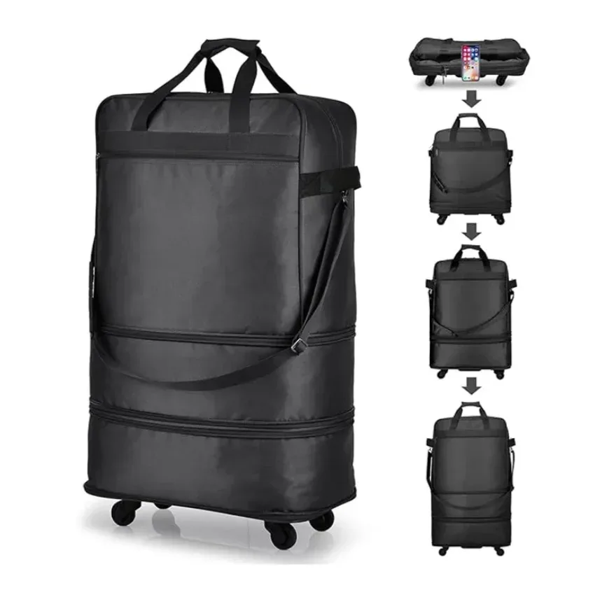 2025 nouveau sac de bagage à main pliable et extensible, sac de voyage à roulettes universel, grande capacité, étanche, pour affaires