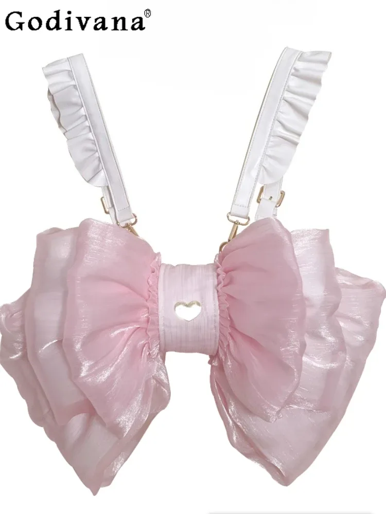 Japonais 2025 nouveau Original Lolita bidimensionnel élégant fée gaze arc sac doux dame Jk uniforme mignon poupée sens sac à dos