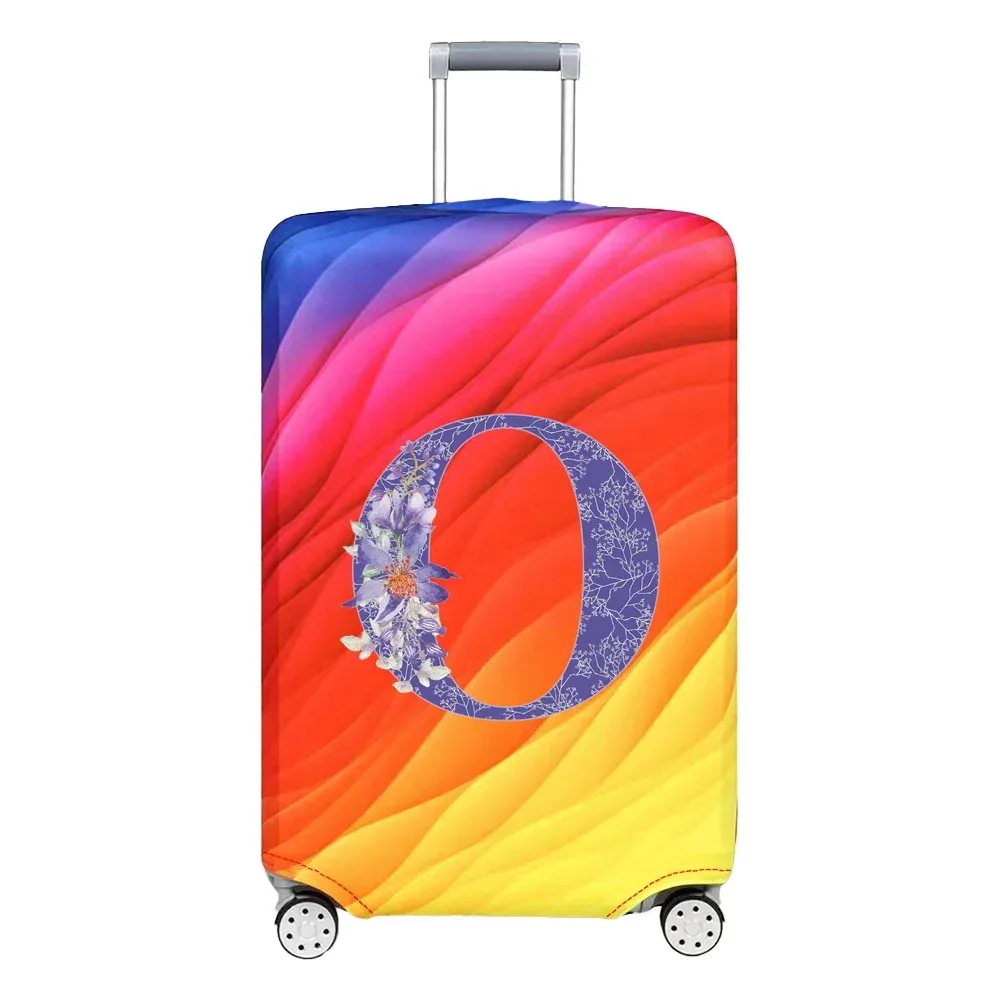 housse de protection pour bagages en tissu extensible, housse anti-poussière, anti-rayures, valise pour sac de 18 à 32 pouces, motif de lettres de fleurs violettes