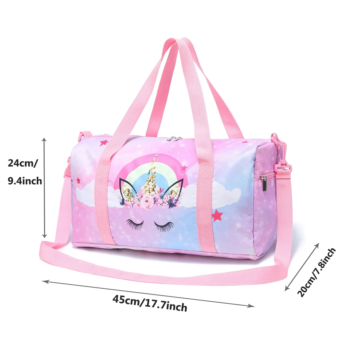 Sacs de voyage classiques licorne sirène imprimés en 3D, grande capacité, sac bandoulière en forme de baril, sacs de sport de plein air, sac de yoga et de gym