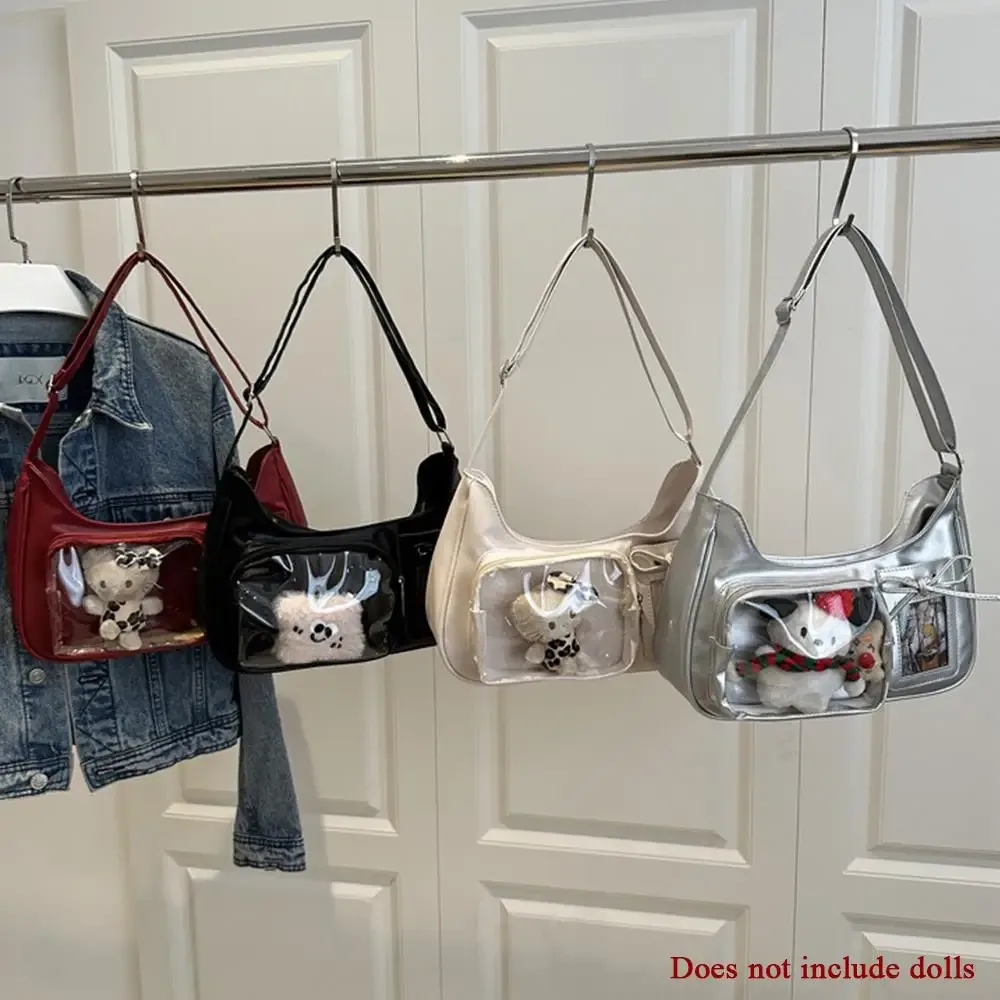 y2k mignon nœud ita sac fille transparent sac de messager femmes mode épaule sac à bandoulière ladys bricolage badge sac fourre-tout lolita sac à main