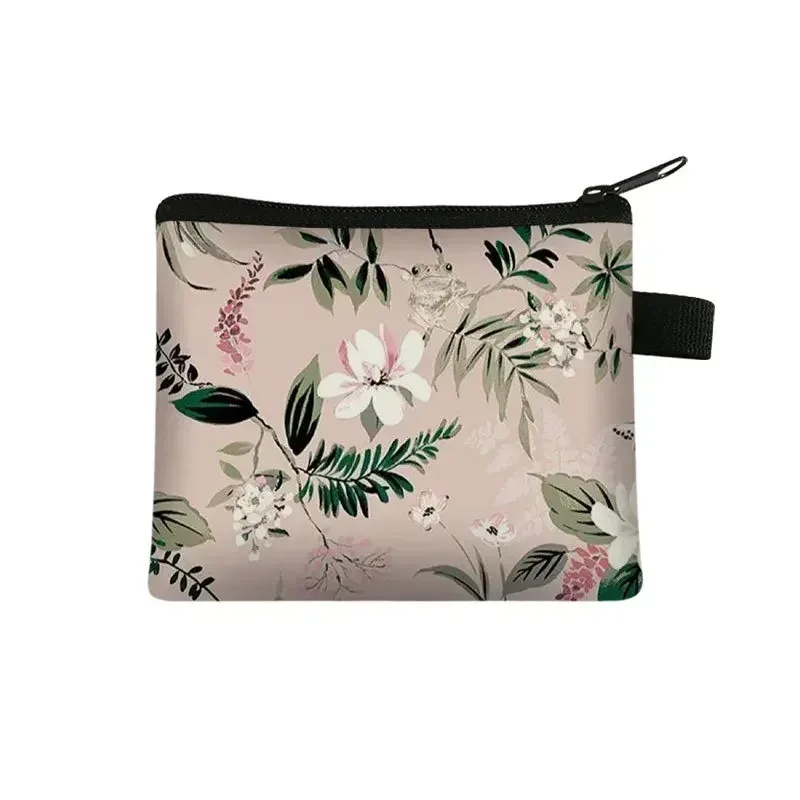 petit sac à cosmétiques imprimé floral pour filles et femmes, sac de rangement pour serviettes hygiéniques, sac de rangement pour pièces de monnaie, carte, argent, écouteurs, porte-rouge à lèvres, pochette
