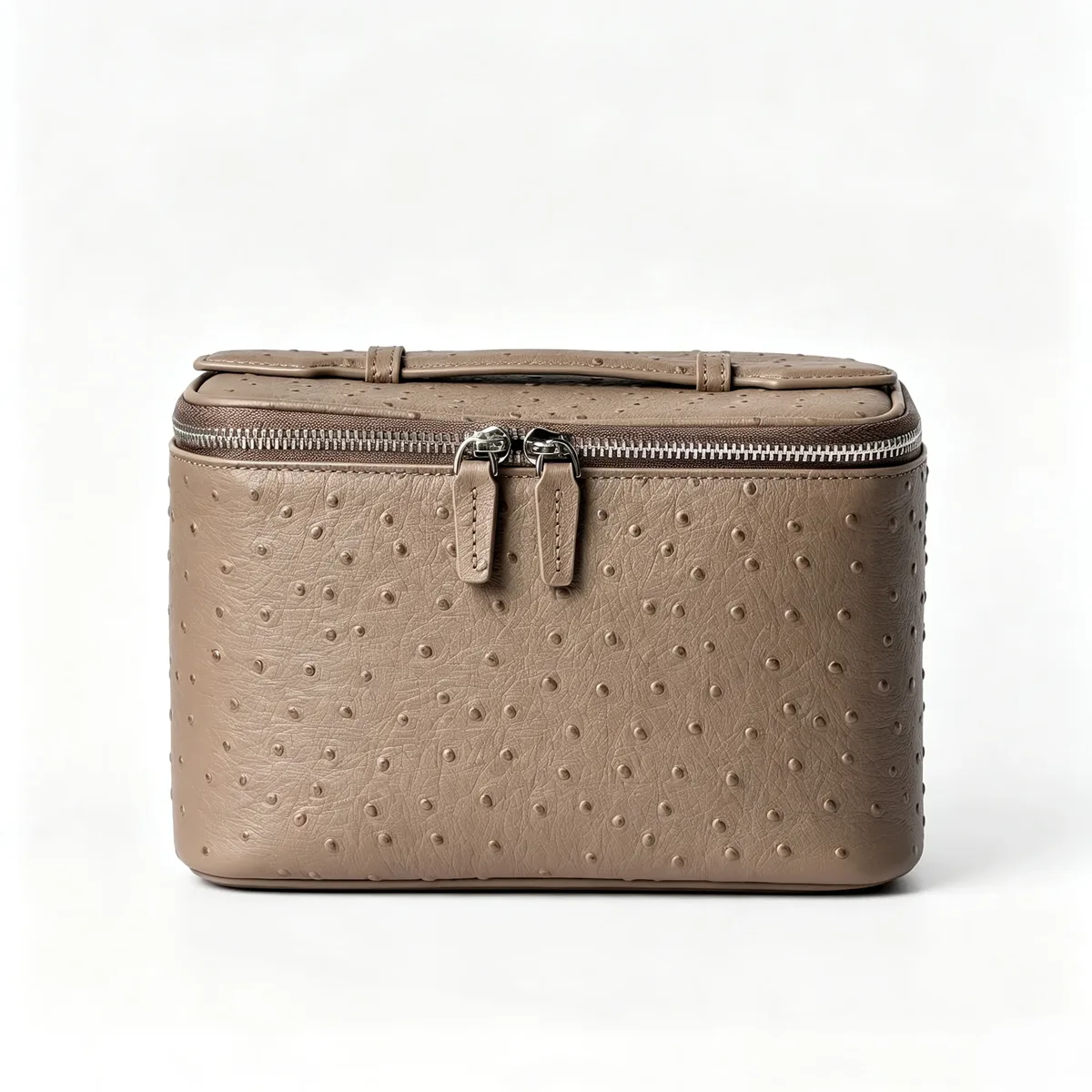 trousse de toilette de voyage en cuir véritable grande capacité, motif autruche, nouvelle collection luxe, portable, pour cosmétiques