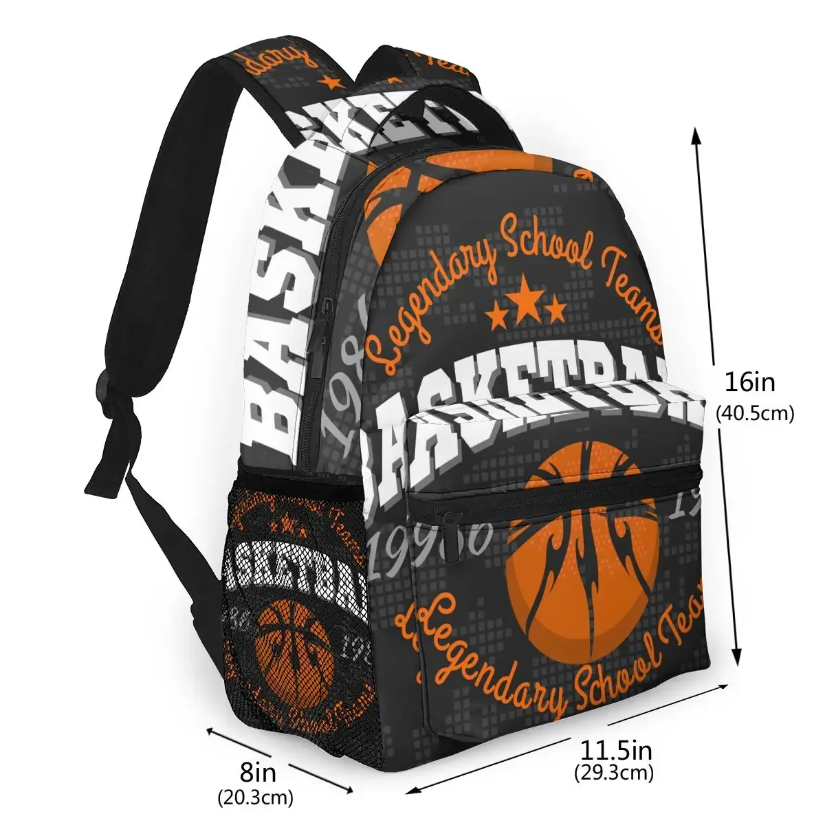 Sac à Dos d'École avec Emblème de Basket-ball pour Enfant, Cartable pour Garçon et Adolescent