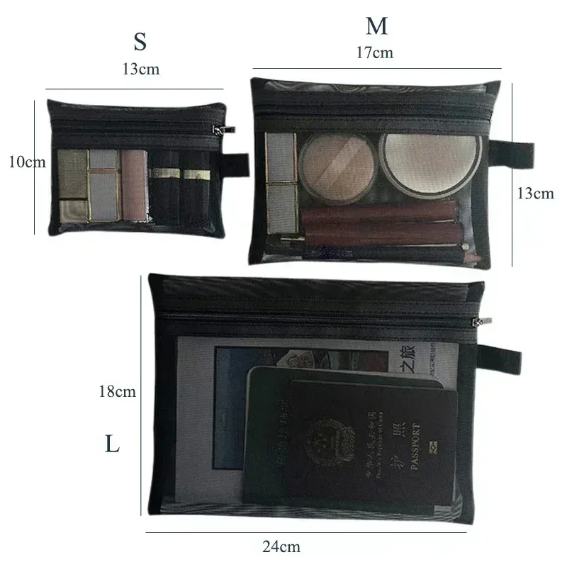 sac à cosmétiques de voyage pour femmes, 1 pièce, étui de maquillage en maille transparente, pochette de rangement, pochette de rangement décontractée à fermeture éclair, sacs de lavage de toilette