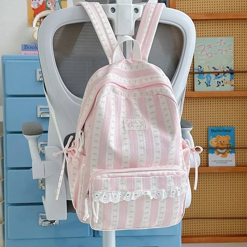 sac à dos à pois et rayures pour étudiants, mochila commuter, mochilas mujer, sacs à dos grande capacité, sac à dos en dentelle pour adolescentes, bolsas feminina