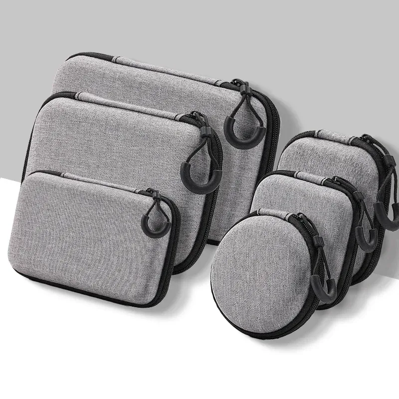 mini sac de rangement de produits numériques gris, casque portable, câble de données usb, chargeur, étui de rangement en u stick, étui de protection antichoc