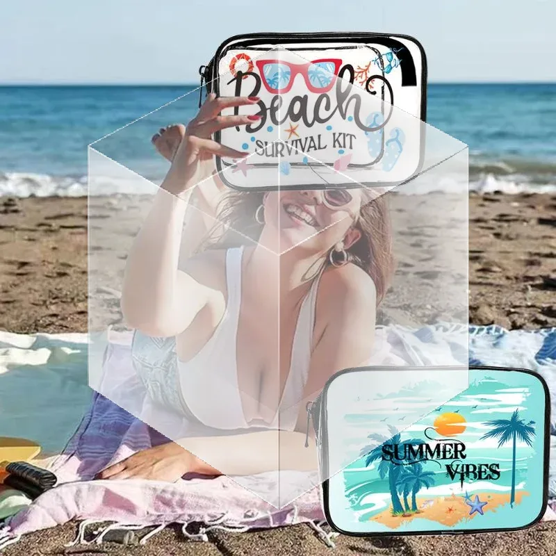 Sac à cosmétiques de voyage transparent en PVC, 1 pièce, organisateur de maquillage portable, parfait pour les voyages d'été