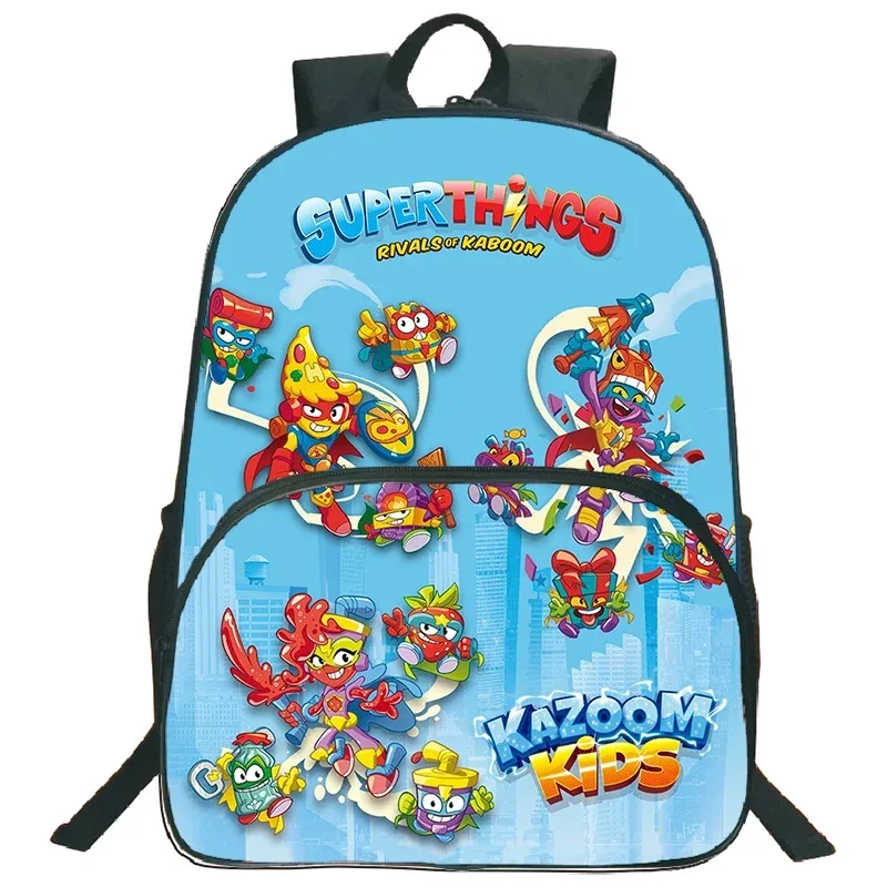 jeu superzings sac à dos 16 pouces garçons filles bookbag dessin animé sac à dos superthings sacs d'école étudiants sacs de voyage sac à dos à fermeture éclair