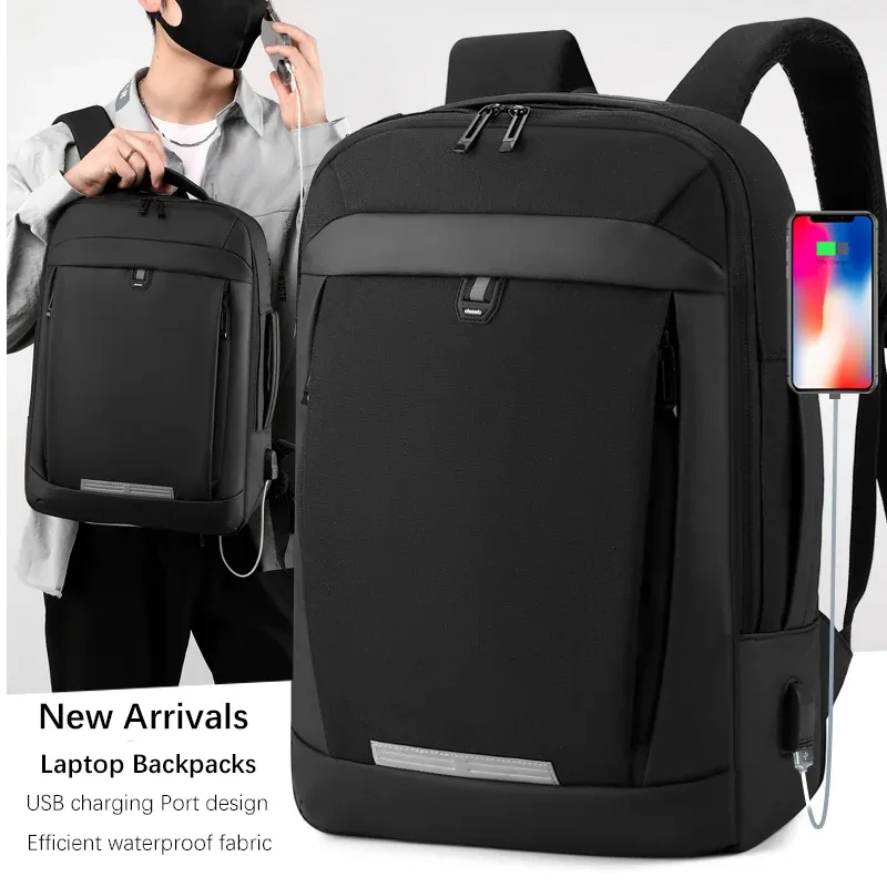 17 pouces ordinateurs portables d'entreprise sac à dos étanche cahier pour hommes école livre sac extensible multifonction USB charge homme sacs à dos