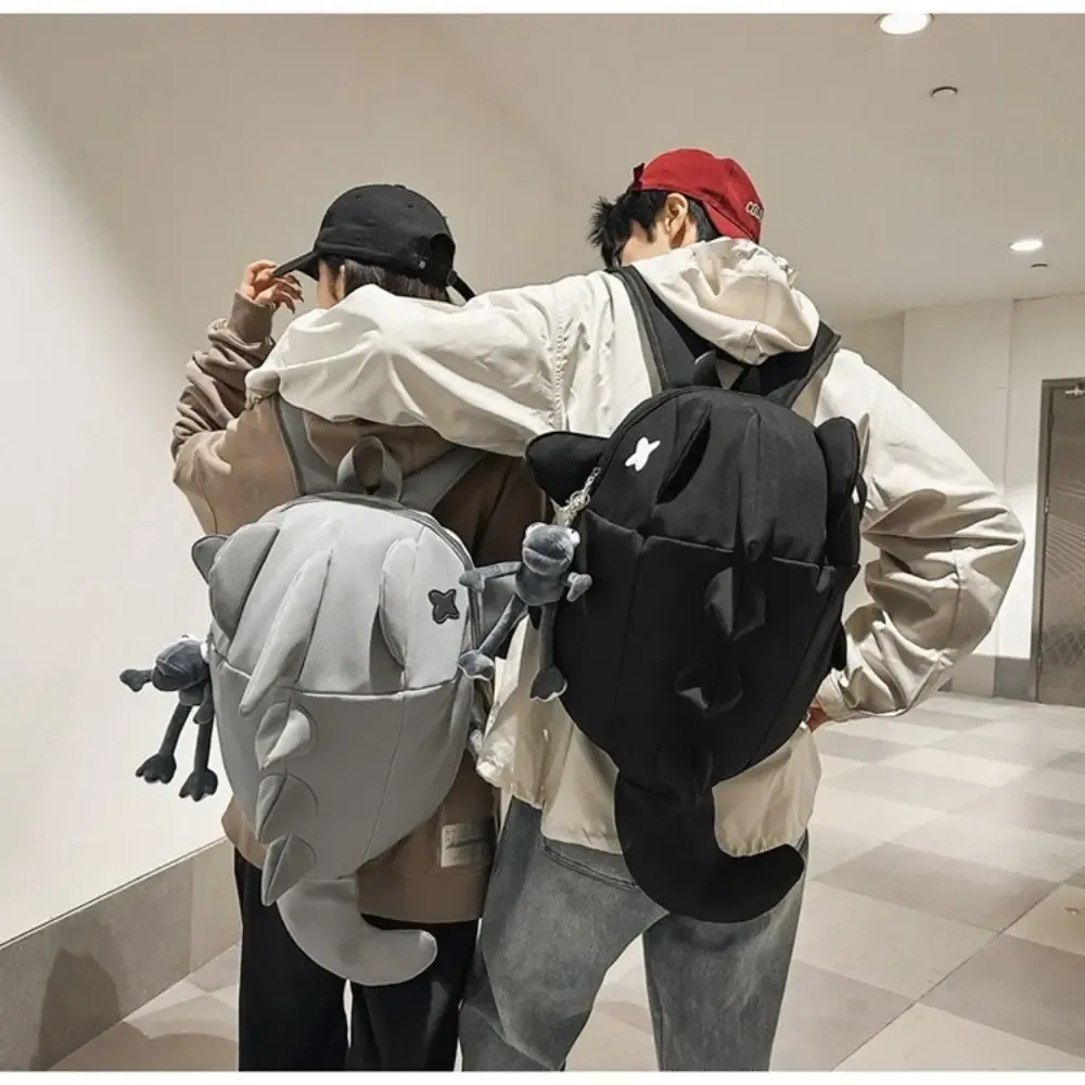 sac à dos tendance imperméable en forme de requin, multi-poches, grande capacité, sac de voyage pour ordinateur portable, sac décontracté en nylon pour étudiants et collégiens.
