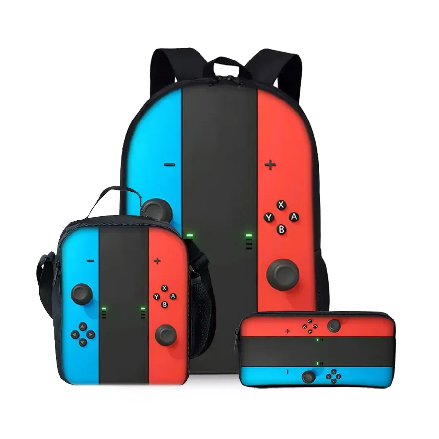 sac à dos à motif console de jeu, ensemble de trois pièces, pour garçons et filles, meilleurs cadeaux, sac à dos scolaire 2d plat dessin animé pour enfants