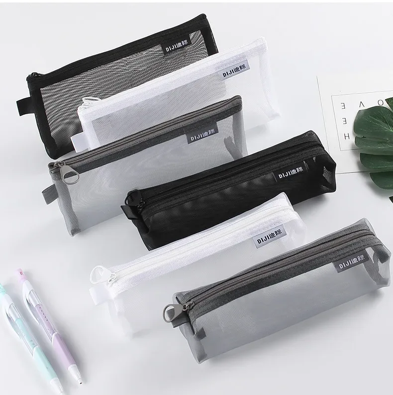 Trousse de maquillage, sac à main d'école, étuis à crayons pour bureau, grande et petite trousse de toilette transparente en nylon pour étudiants