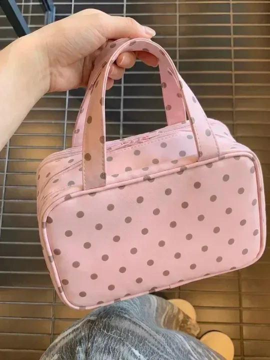 nouvelle trousse de rangement cosmétique portable à trois compartiments, grande capacité, trousse de toilette de voyage, trousse à maquillage à main pour femmes