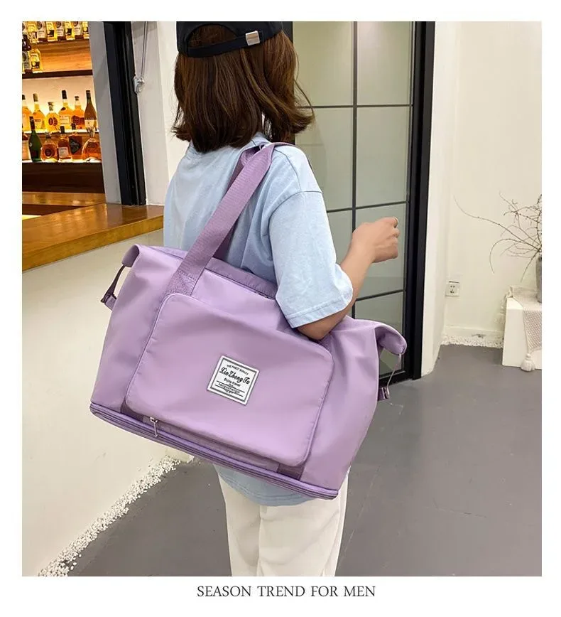 sac de voyage pliable portable pour femme, grande capacité, stockage d'alter, voyage à courte distance, polochon de natation, sac de fitness