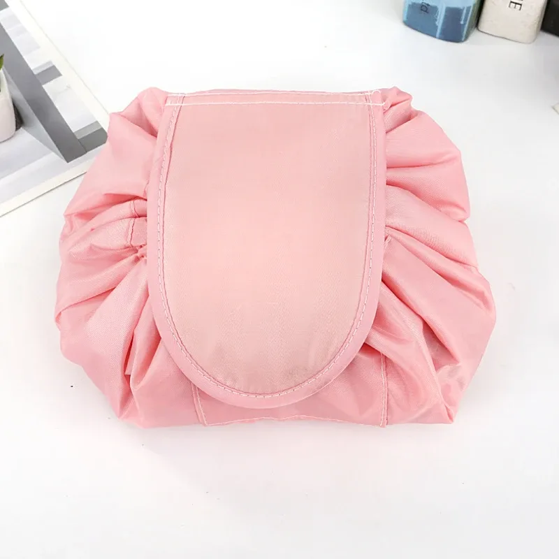 sac de rangement de maquillage élastique à cordon de serrage pour femmes, sac de voyage portable noir de grande capacité, sacs de rangement tendance
