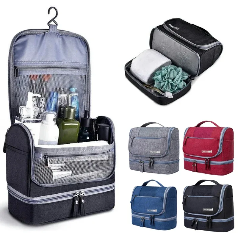 Sac de maquillage suspendu pour hommes et femmes, organisateur de voyage Oxford, sacs à cosmétiques, trousse de maquillage nécessaire, trousse de toilette de lavage