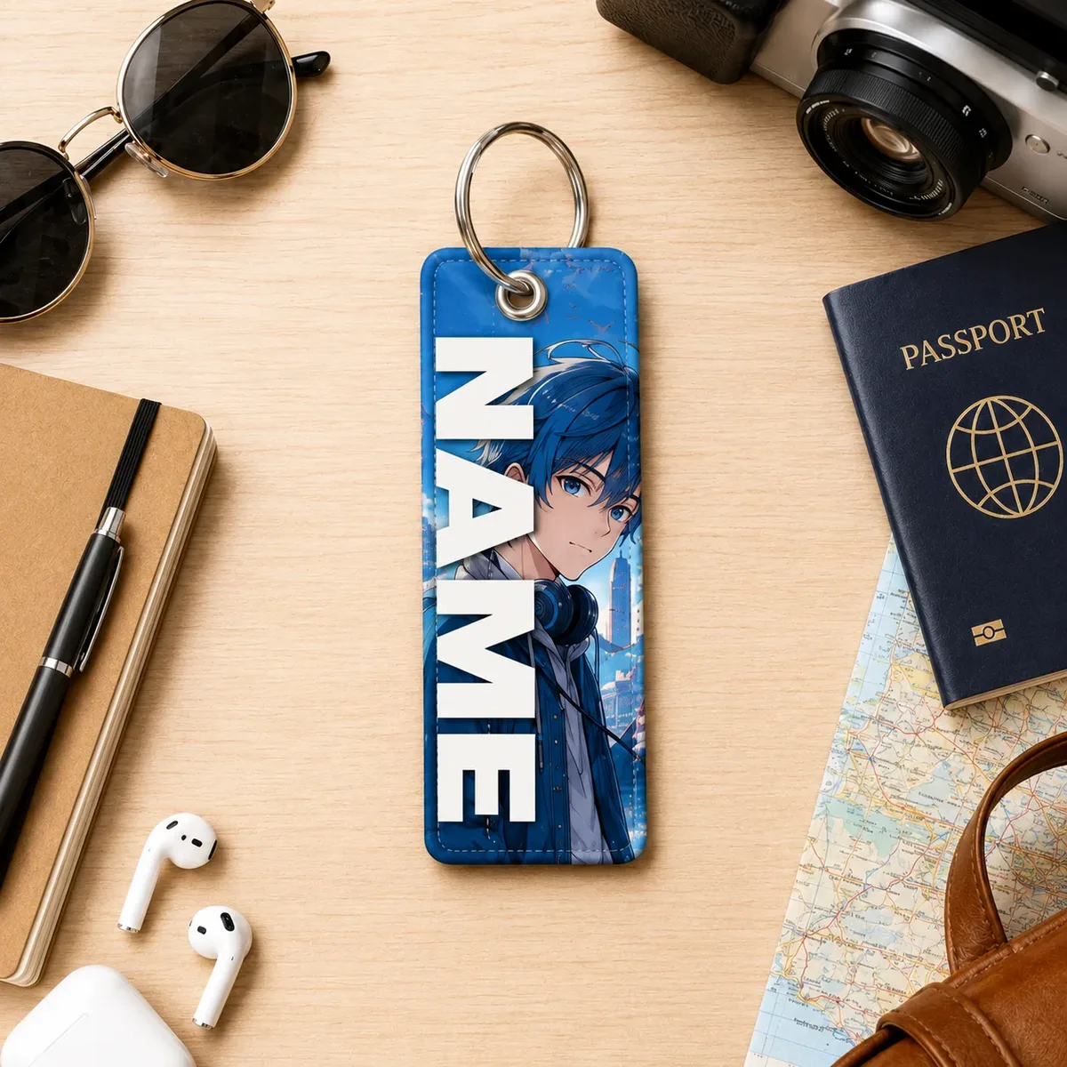 étiquette de bagage personnalisée avec dessin animé, logo personnalisé, nom, étiquette d'identification pour valise de voyage, sac à dos, accessoires, cadeau, 1 pièce