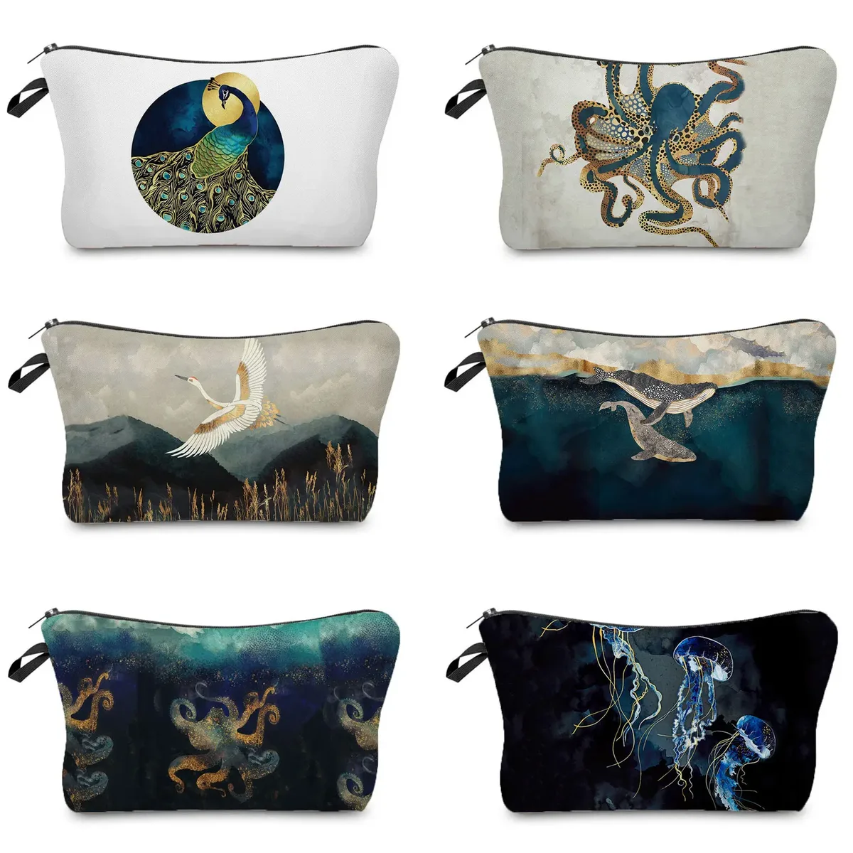 sac de maquillage imprimé grue, sac design japonais ukiyoe pour femmes, sacs à cosmétiques de paysage, étuis à crayons, sac de rangement de haute qualité, offre spéciale