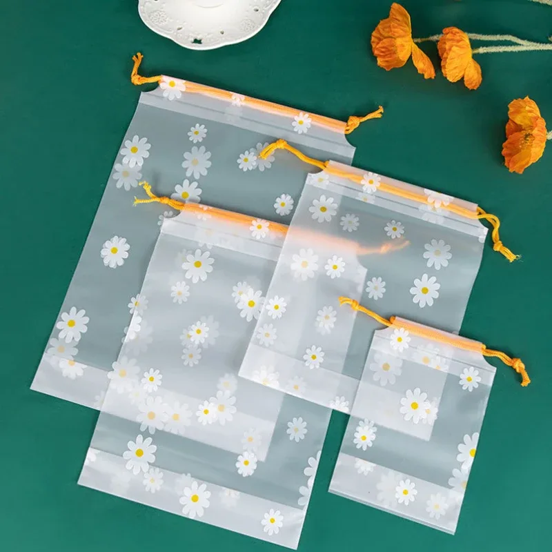 10 pièces de sacs de rangement transparents imperméables pour cosmétiques de voyage, serviettes, chaussettes, sacs en plastique à cordon, sac de plage transparent pour la salle de bain