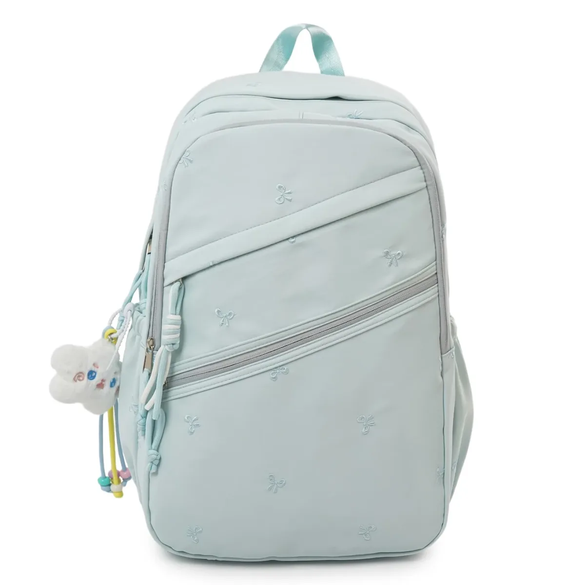 sacs à dos tendance en nylon brodés avec nœud, collection printemps/été 2026, nouveaux sacs polyvalents grande capacité pour étudiants et trajets quotidiens
