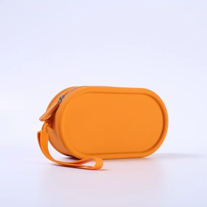 pochette de rangement en silicone, étanche, avec fermeture éclair, sac de maquillage 16,7 cm x 9,1 cm x 4,5 cm, grande capacité, pochette portable