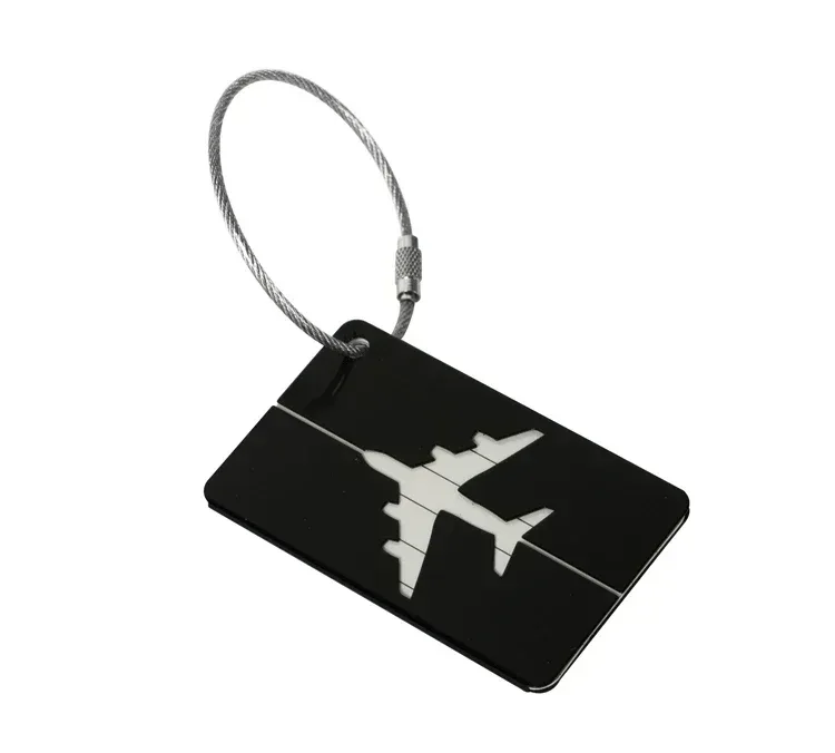 1 pièce étiquette de bagage de voyage en aluminium, porte-étiquette d'adresse pour valise, porte-carte métallique, accessoire de voyage tendance