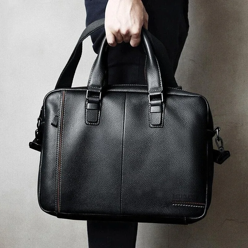 porte-documents sac à bandoulière pour hommes véritable peau de vache horizontale sac à main d'affaires décontracté à la mode ordinateur sac pour hommes
