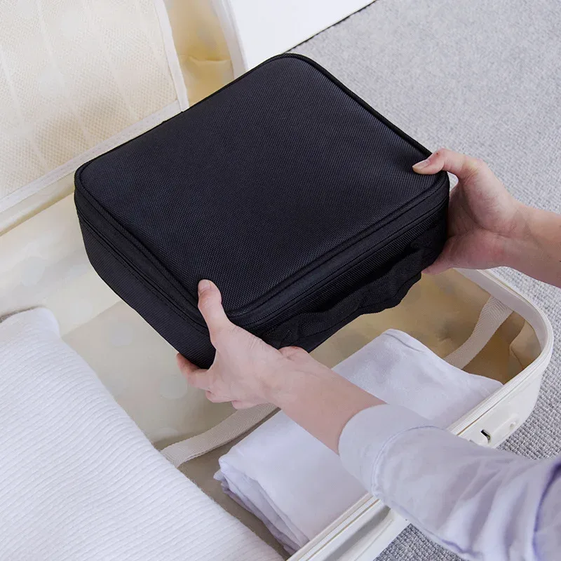 trousse de maquillage professionnelle portable avec diviseurs ajustables et compartiment pour pinceaux – organisateur de cosmétiques pour artistes